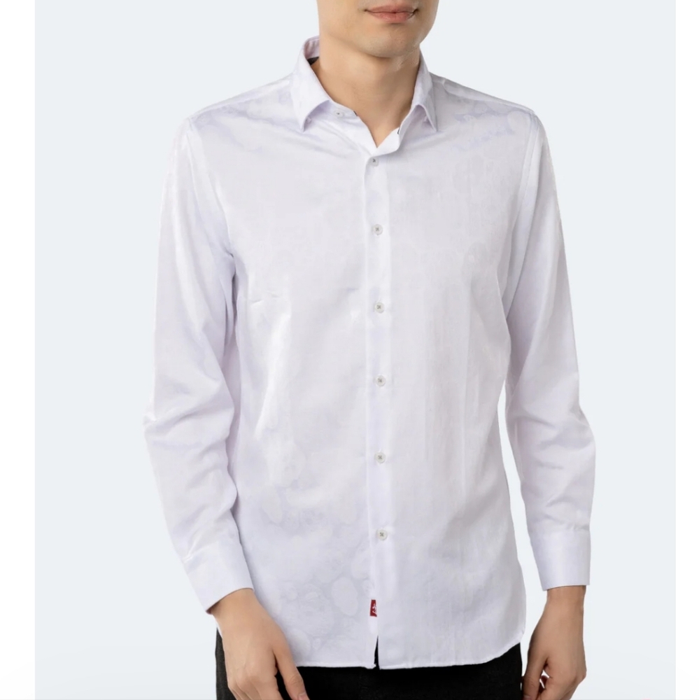 Luchiano Visconti White on White Jacquard Skulls Shirt